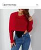 European & American Double Sleeve Off-the-Shoulder V-Neck Knit Scarf for Women