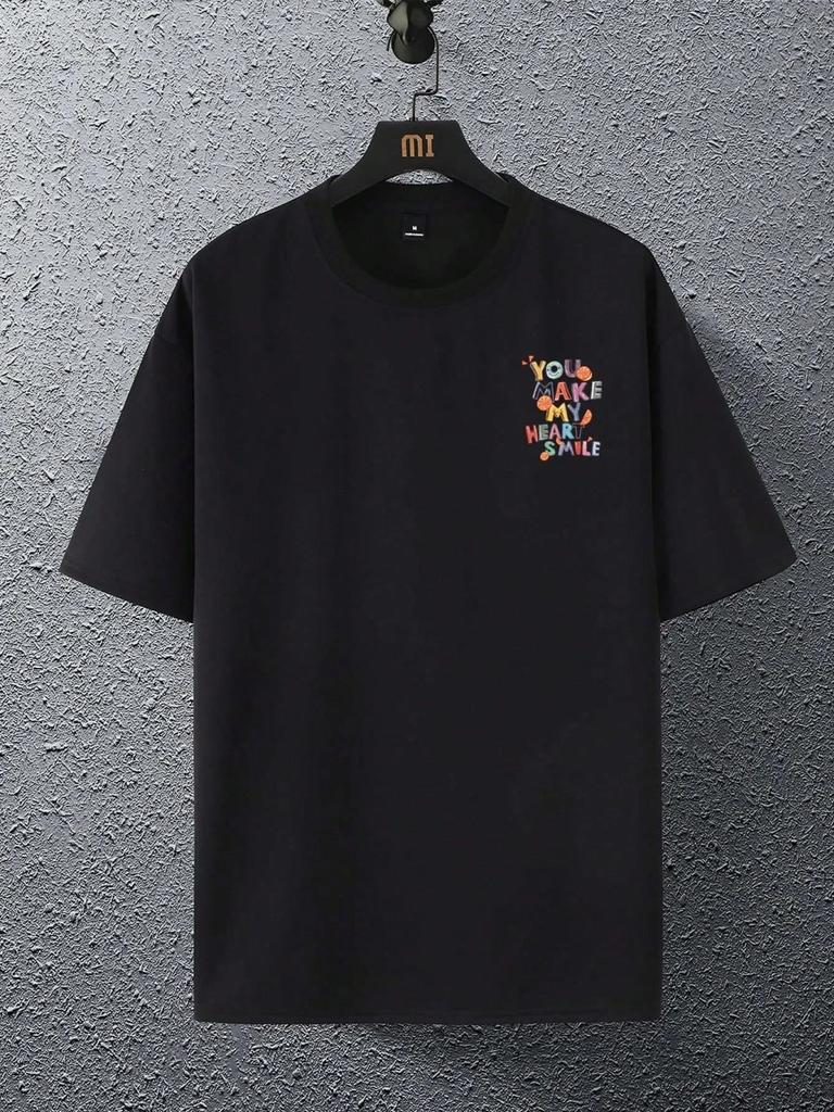 You Make My Heart Smile Fruit Letter Graphic T-Shirt Men Loose Casual Short Sleeve Summer Tshirt Harajuku Breathable Cotton Tees