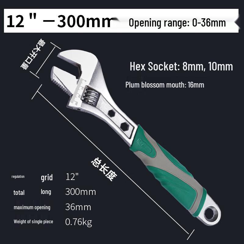 12-inch Plastic-Coated Adjustable Pipe Wrench
