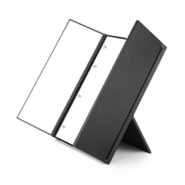 Portable Tri-Fold Lighted Makeup Mirror with Dimmable Fill Light