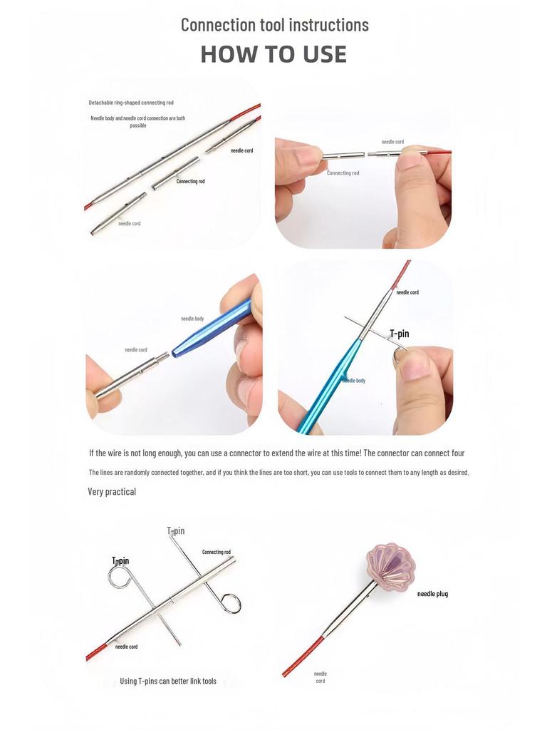 Colorful Detachable Carbonized Bamboo Circular Knitting Needle Set with Interchangeable Extended PU Cable