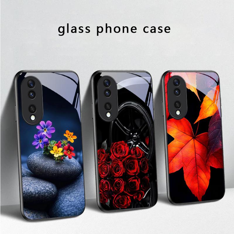 Small pebble flowers For Honor X5 Plus X30 X9c Smart X5b X9a X30 Max X50i 30 Pro 50 Pro 70 90 Smart 200 Lite Glass Phone Case