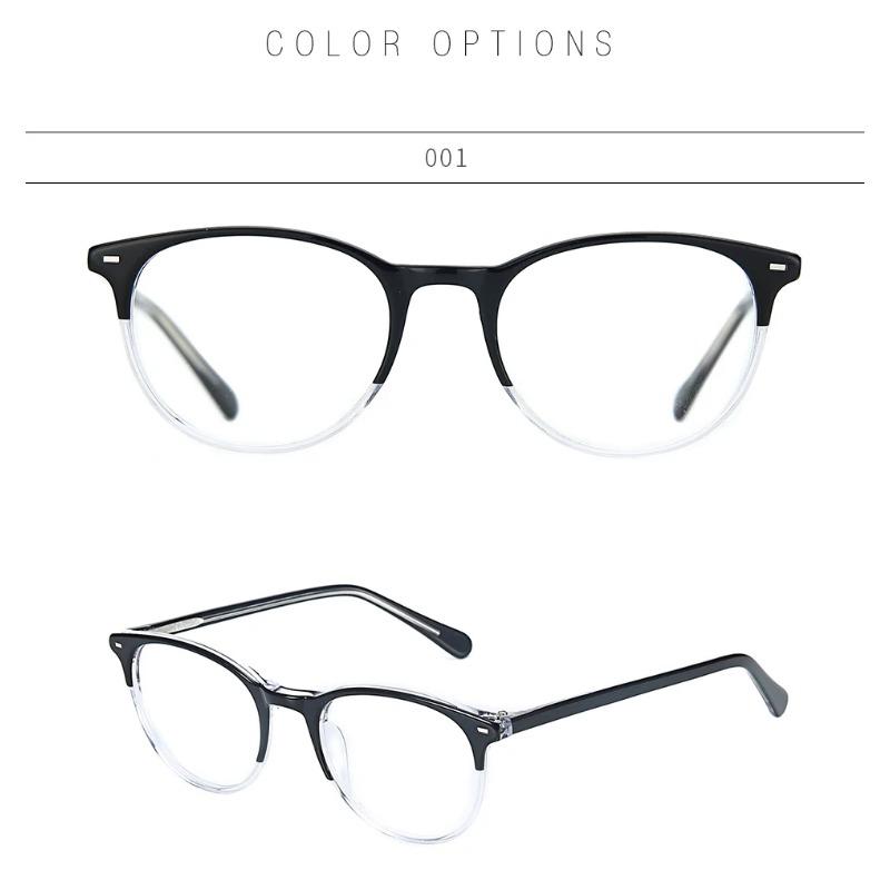 Retro Acetate Round Glasses Frames Men Women Vintage Anti Blue Light Photochromic Lens Optical Prescription Eyeglasses