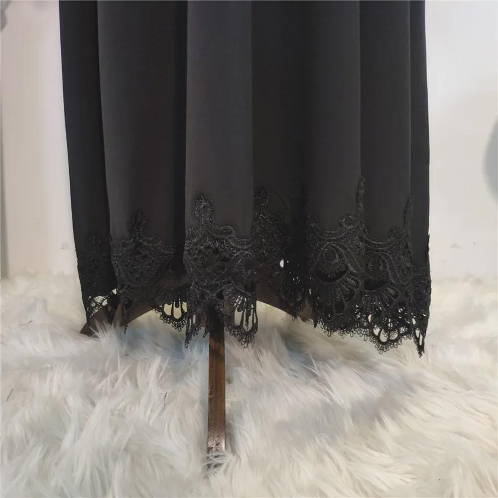 Women's Muslim Lace Stitching Dress - Middle Eastern Fashion