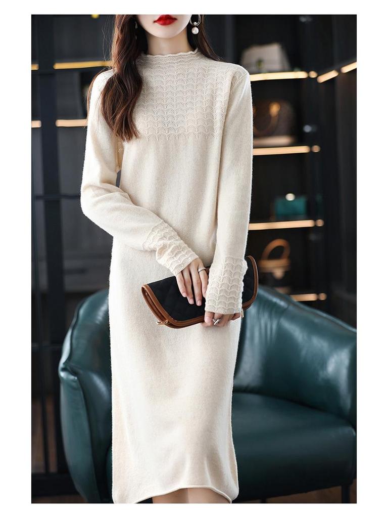 2025 Autumn/Winter Petite Loose Sweater, Semi-High Neck, Casual Knit Top for Middle-Aged Women.