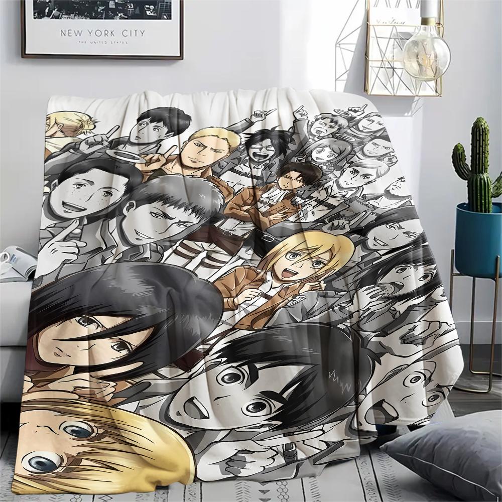 1PC Attack on Titan Print Flannel Blanket, High quality All Seasons, Home Decor, Warmth and Comfort, Perfect for Christmas Gifts