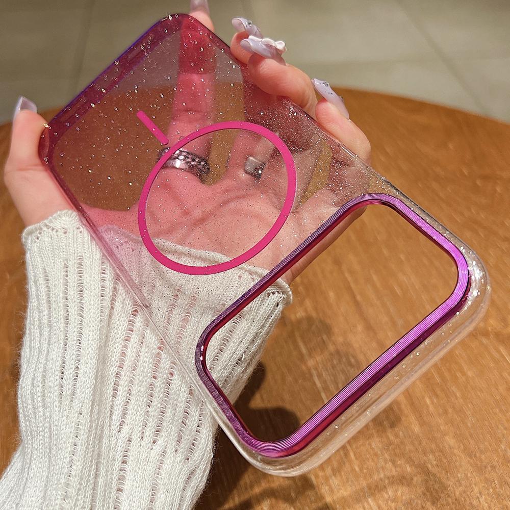 KEYSION Luxus Glitzer Farbverlauf Magnetische Handyhülle für MagSafe für iPhone 17 Pro Max 17 Air Transparent Hart PC Stoßfeste Rückseite