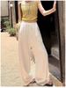Women's Summer White Wide-Leg High-Waisted Linen-Style Loose Pants