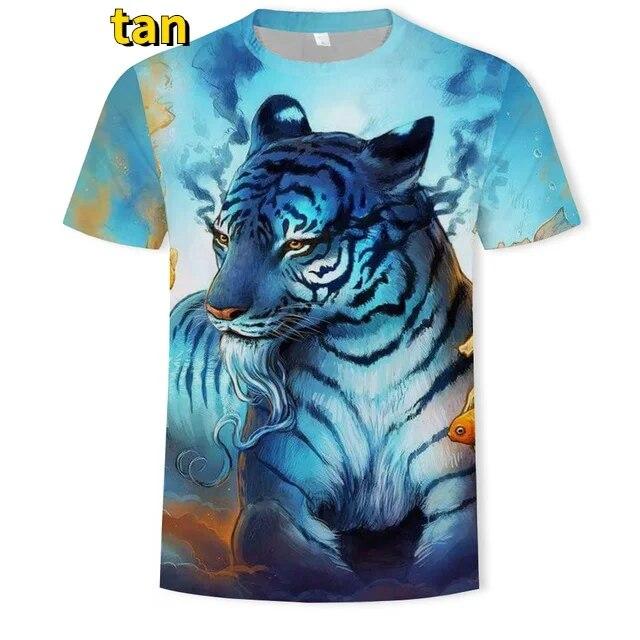 

Спортивная повседневная футболка с 3D тигровым принтом и коротким рукавом с животными, летние топы для пар, уличная мужская летняя футболка с круглым вырезом 5XL серый