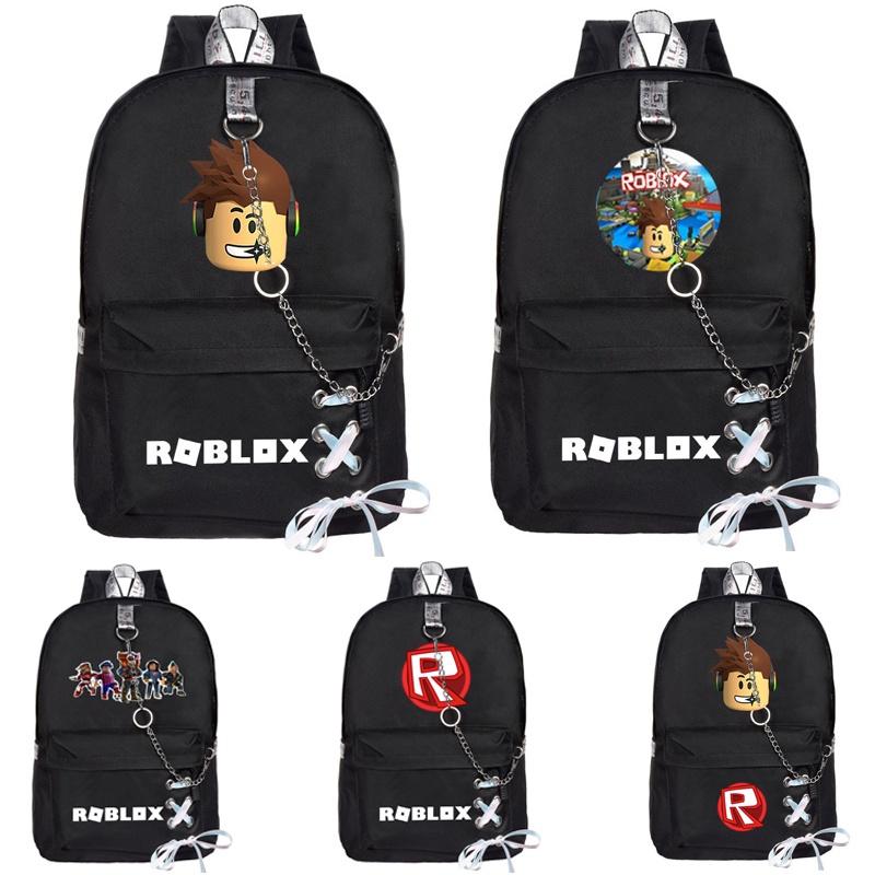 Mochila Roblox em Tecido Oxford Estampado Com Design Único de Corrente Para Estudantes