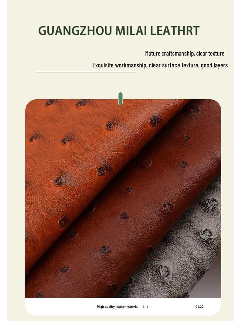 Umweltfreundliches hydrolysebeständiges 0,9 mm PVC-Leder mit Straußenmuster für Gepäck, Handtaschen, Möbel, Geschenkboxen und Gürtel