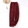Women's Fuzzy Fleece Wide Leg Pajama Pants Elastic Drawstring Waist Warm Loungewear Sleep Trousers With Pockets