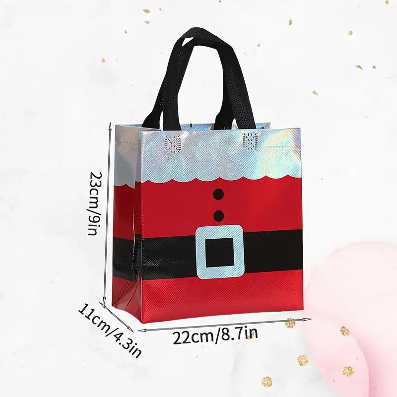 6/12PCS Non-woven Waterproof Retail Bags Red Gift Tote Bag Reusable Santa Claus & House Merry Christmas Mall Shopping Bags
