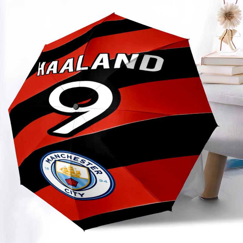 1pz Ombrello Automatico Robusto a 8 Stecche, Ombrello Manchester United Manchester City, Stampato Digitalmente, Ombrello Pieghevole per Uso Esterno in Movimento