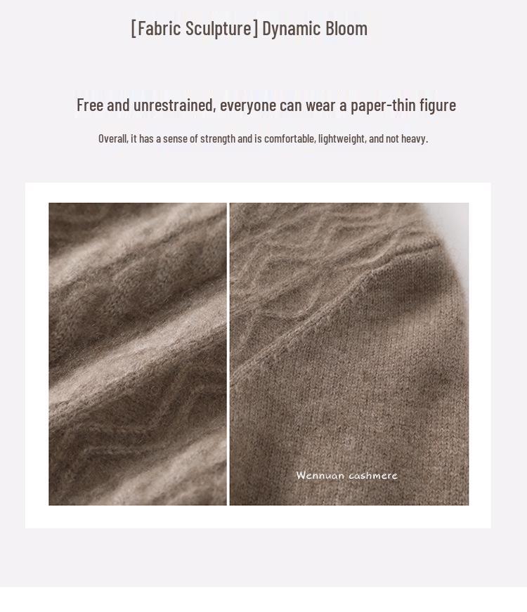 Women's Cashmere Half-High Neck Sweater, Autumn/Winter 2025, Seven-Needle Cable Knit, Loose Fit, Versatile Pullover.