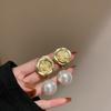 Retro light luxury pearl flower fashion earrings femininity high sense atmosphere stud earrings versatile personality earrings