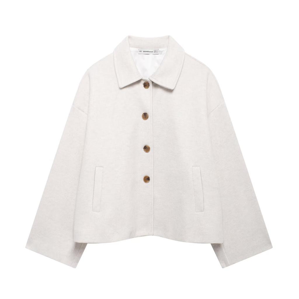 Women's Autumn and Winter Street Fashion Short Shirt Collar Lapel Woolen Coat