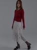Sorry, Too Much Love Embroidered Sheer A-Line Skirt_White