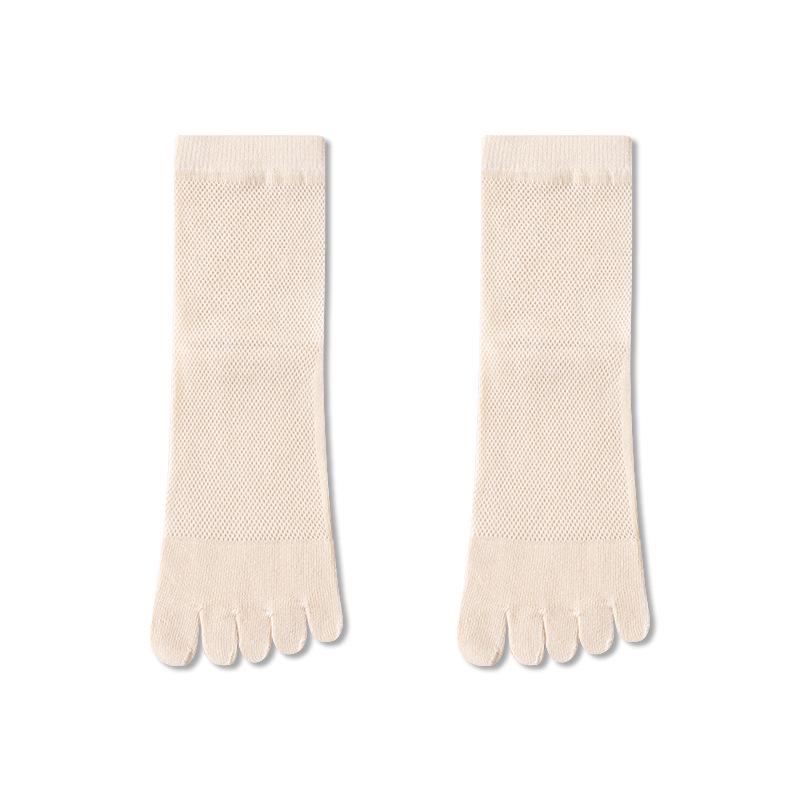 Women's Antibacterial Split-Toe Mid-Calf Socks - Breathable, Deodorant, Sweat-Absorbent Cotton for Summer