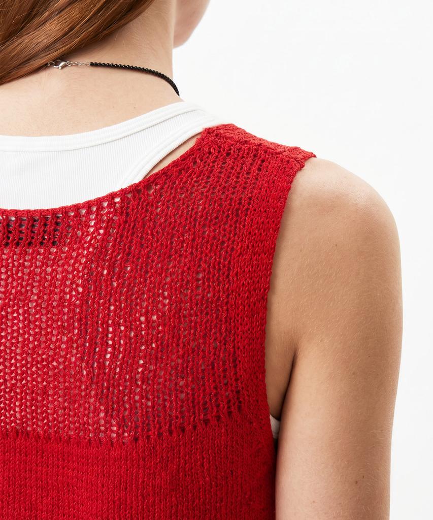 Seuneogeuyu Tiny Button See-Through Layering Knit Vest_Red