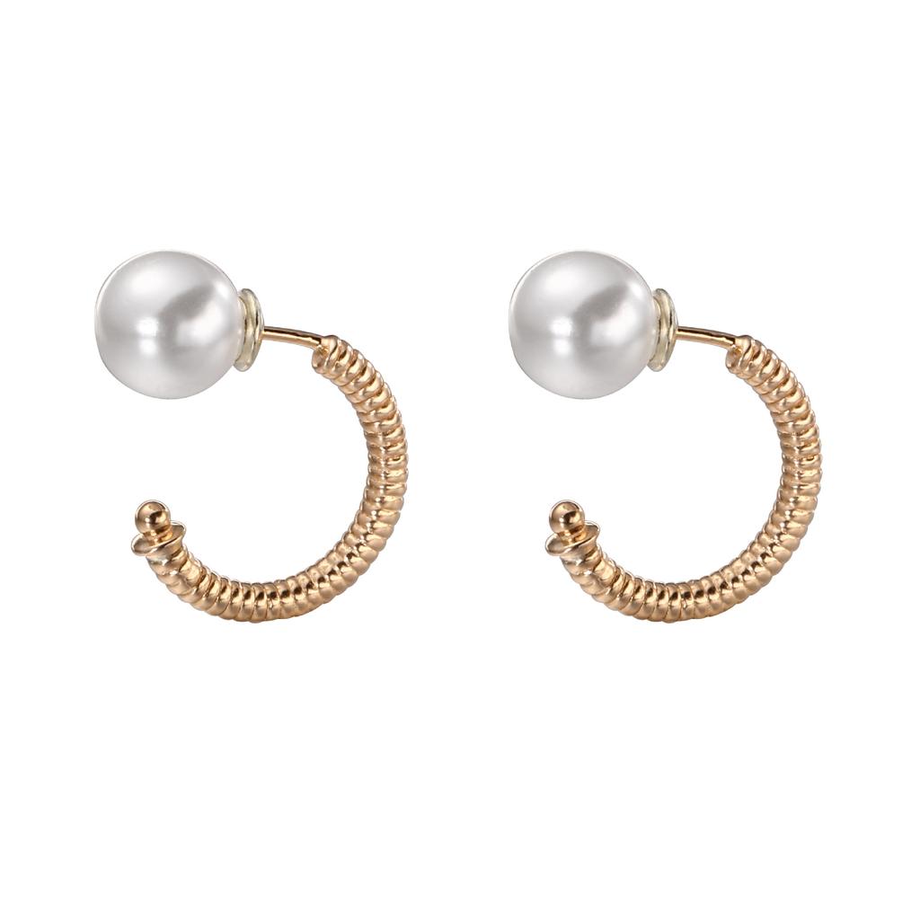 Elegant temperament atmosphere pearl stud earrings simple versatile 925 silver needle girls premium earrings champagne gold