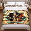 Horse Theme Soft Blanket Personalized Custom Name Text Print Warm Blanket Home Sofa Bedroom Decor