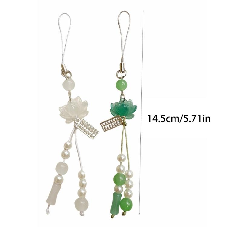 Trendy Lotuses Phone Chain Handmade Beaded Keychain Charm Fashionable Chinese Style Bag Pendant for Women Girls