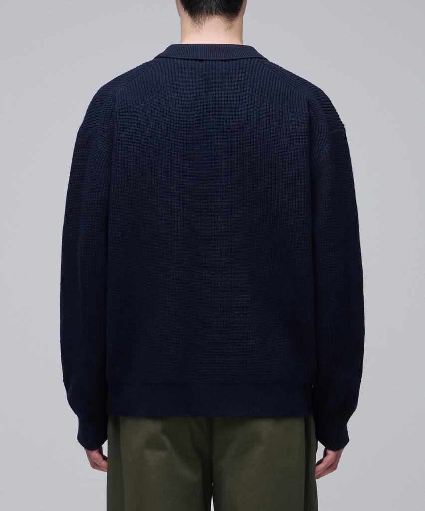 Musinsa Standard Oversized Ribbed Collared Cardigan [Navy]