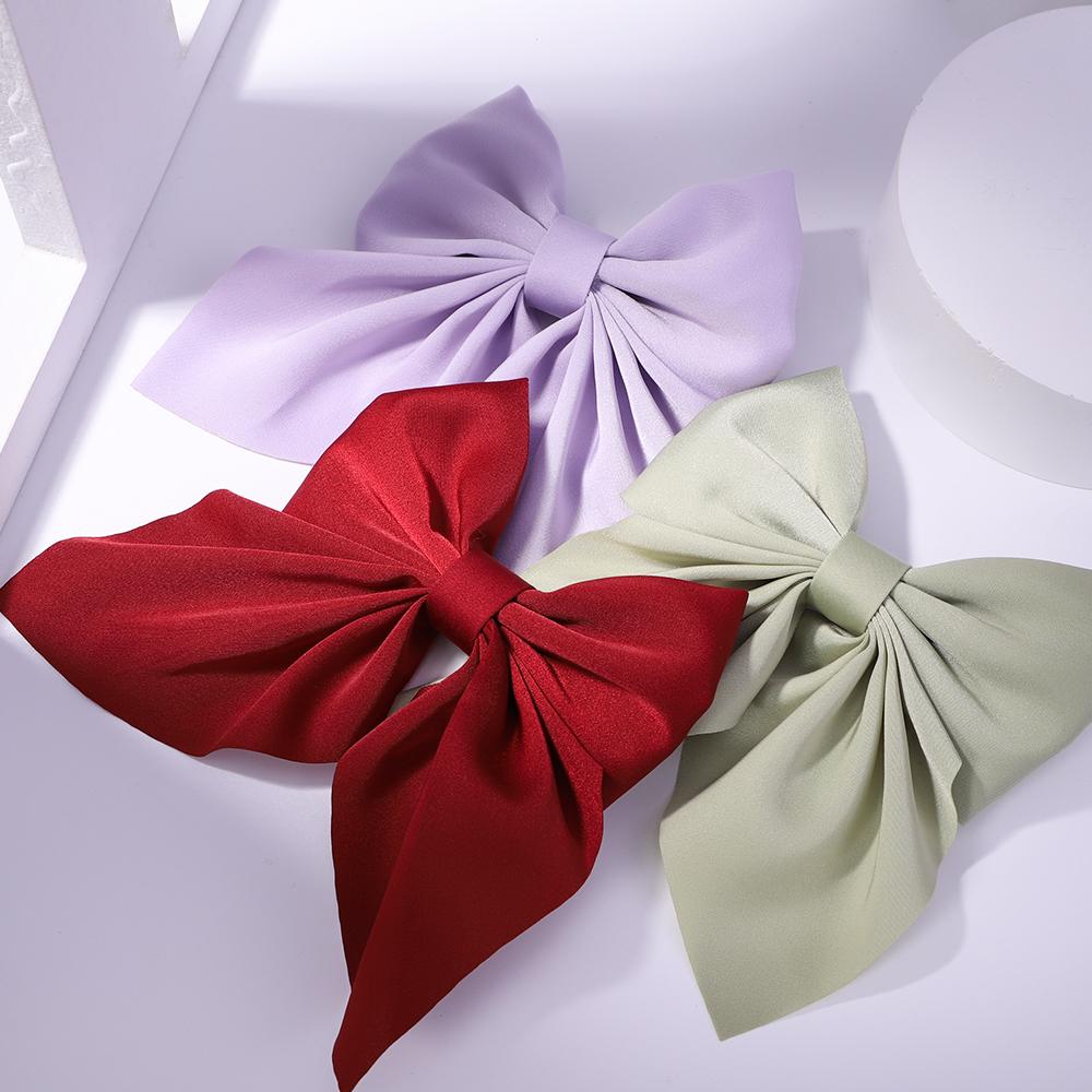 1Pcs Sweet Bows Hairpins Solid Color Bowknot Hair Clips For Girls Satin Butterfly Barrettes Duckbill Clip Kids Hair Accessories Quality