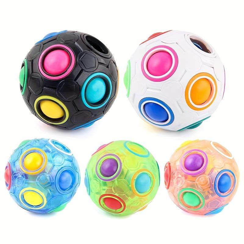 1Pcs Energetic Rainbow Balls Building Blocks Toys - 12 Hole Pressing Design, Interactive, Novelty Playset for Fun and Learning