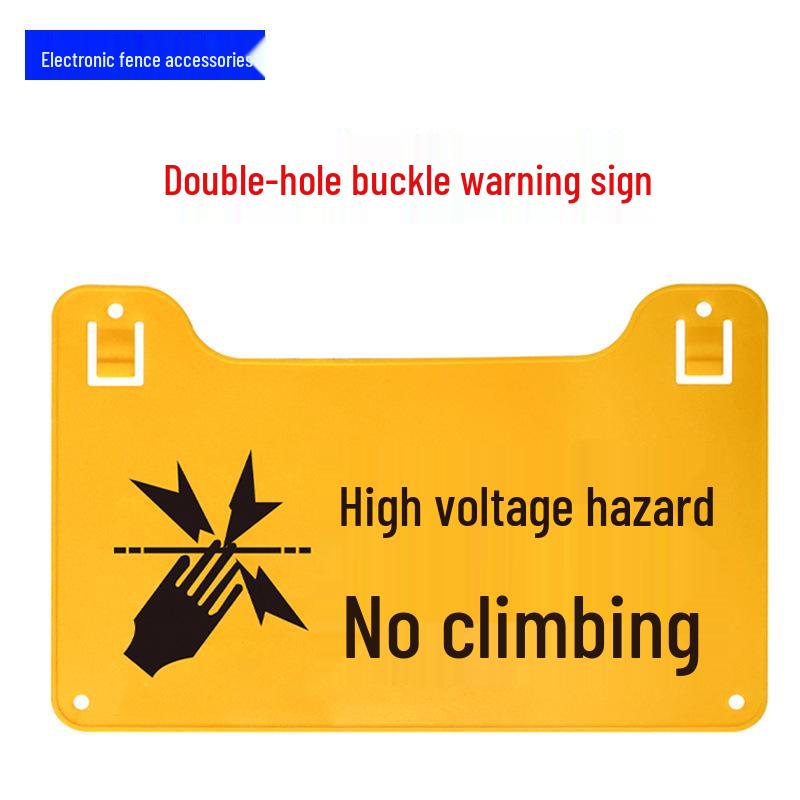 PVC Luminous Double-Sided Warning Sign with Double Ear Buckle for Electronic Fences Tension Warning Sign