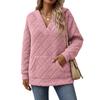 New Women's Casual V-neck Long-sleeved Pullover Multi-color  Hooded Plush Sweatshirt