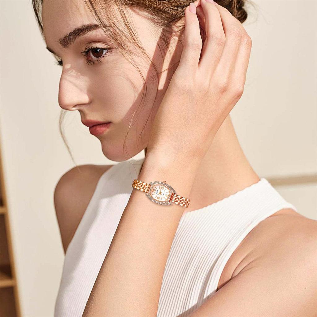 Women's Watch Stretch Band Waterproof Rose Gold Stylish Analog Display Free Size Stainless Steel Band Quartz Watch Fashion Accessory - Birthday