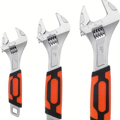 Adjustable Wrench Set 6 8 10 Inch 3Pcs with Metric SAE Wide Jaw Crescent Design for Home Workshop Mechanics DIY Enthusiasts.