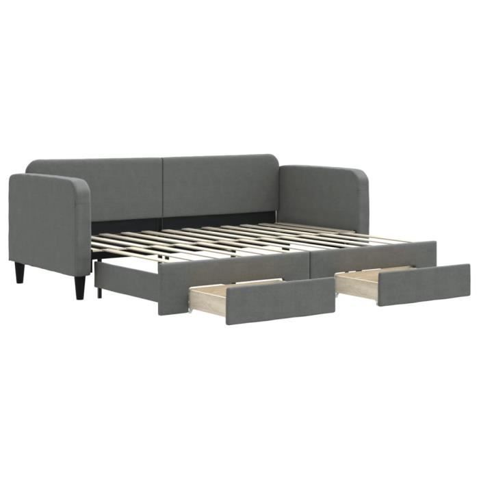 VidaXL Daybed with Trundle and Drawers Dark Grey 80x200 Cm Fabric 3196848