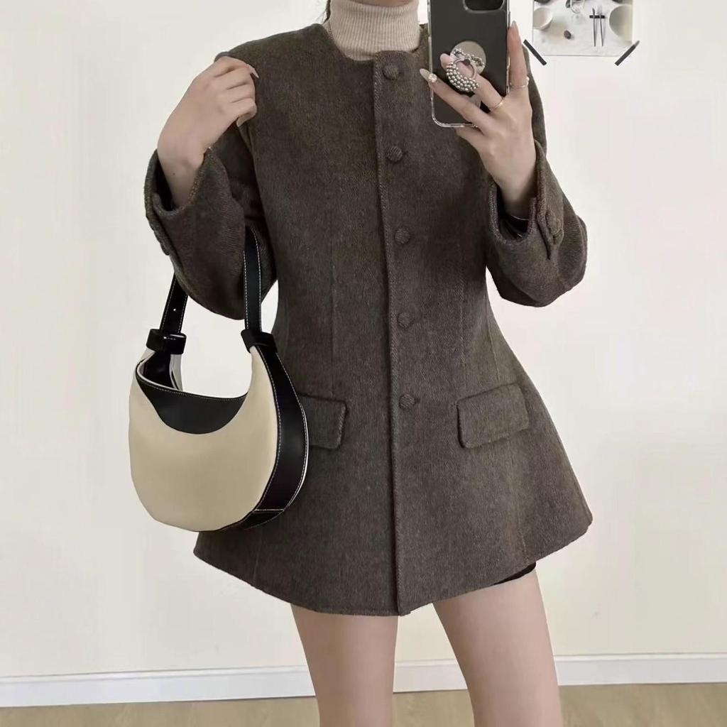 2025 Elegant Double-Faced Wool Coat - Slimming Casual Mid-Length, Perfect for Autumn & Winter.