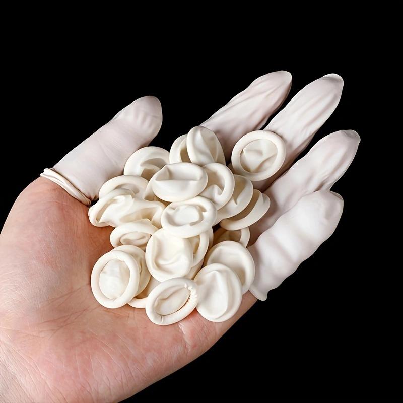 100 stk Engangs fingertuppbeskyttere Hansker Naturgummi Sklisikker Antistatisk Lateks Fingerhetter Fingertupper Slitesterkt Verktøy