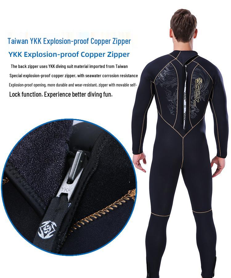 Muta in neoprene da uomo da 5 mm foderata in pile con protezione solare - Muta SLINX per snorkeling e immersioni