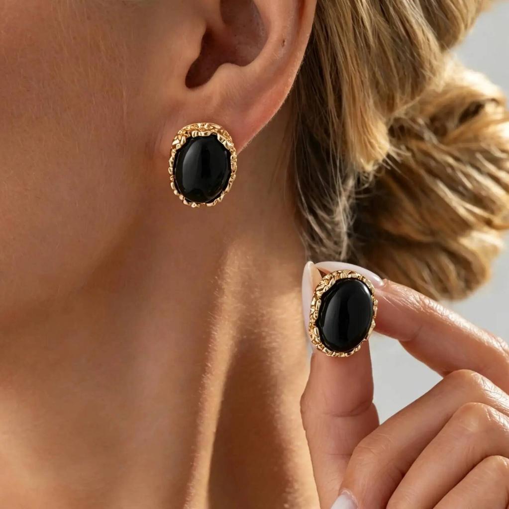 SHIXIN 3 Colors Vintage Irregular Resin Stud Earrings Women Bohemian Temperament Geometric Piercing Earring Daily Party Jewelry