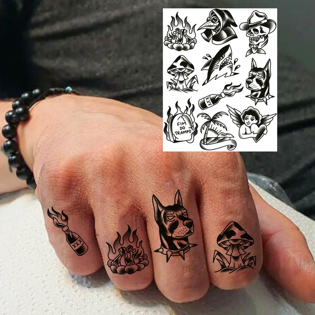 1 Foglio Tatuaggi Temporanei Teschio Ancora Insetto Per Mani Collo Adulti, Adesivi Tatuaggi Finti di Halloween Tatuaggi Realistici a Lunga Durata