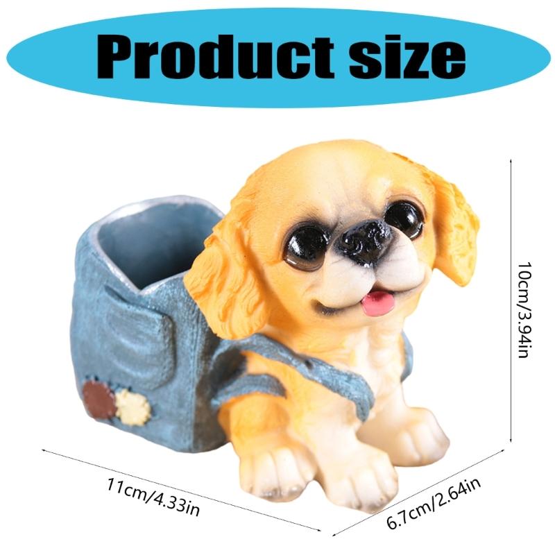 Dog Shape Pen Cup Resin Pencil Cup Desktop Pen Stand Makeup Brush Organizers Storage Box Table Ornament for Office Desk