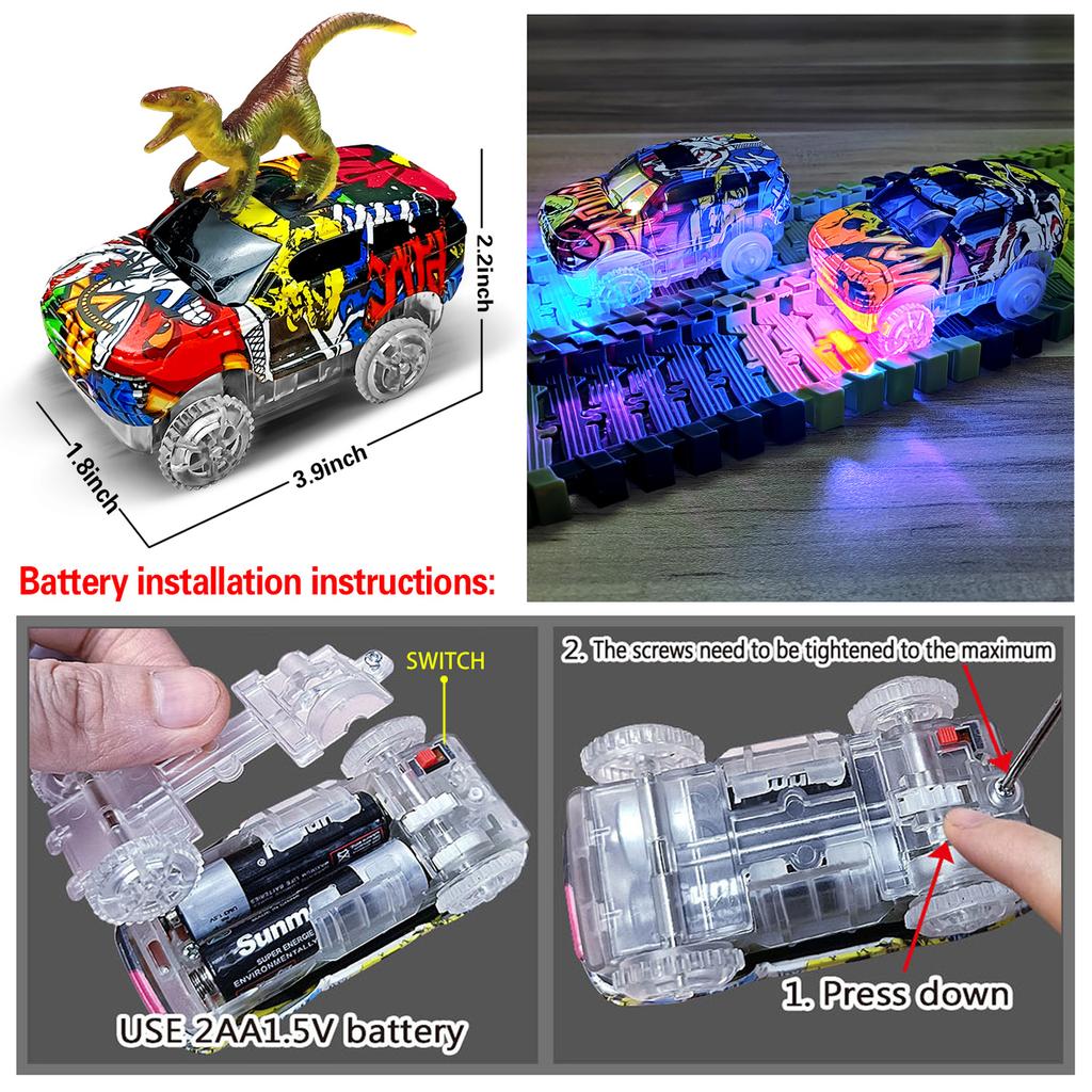 Children Electric Track Toy Car Dinosaur Car Kids Educational Toys Track Car Train Toys For Children Birthday Gift