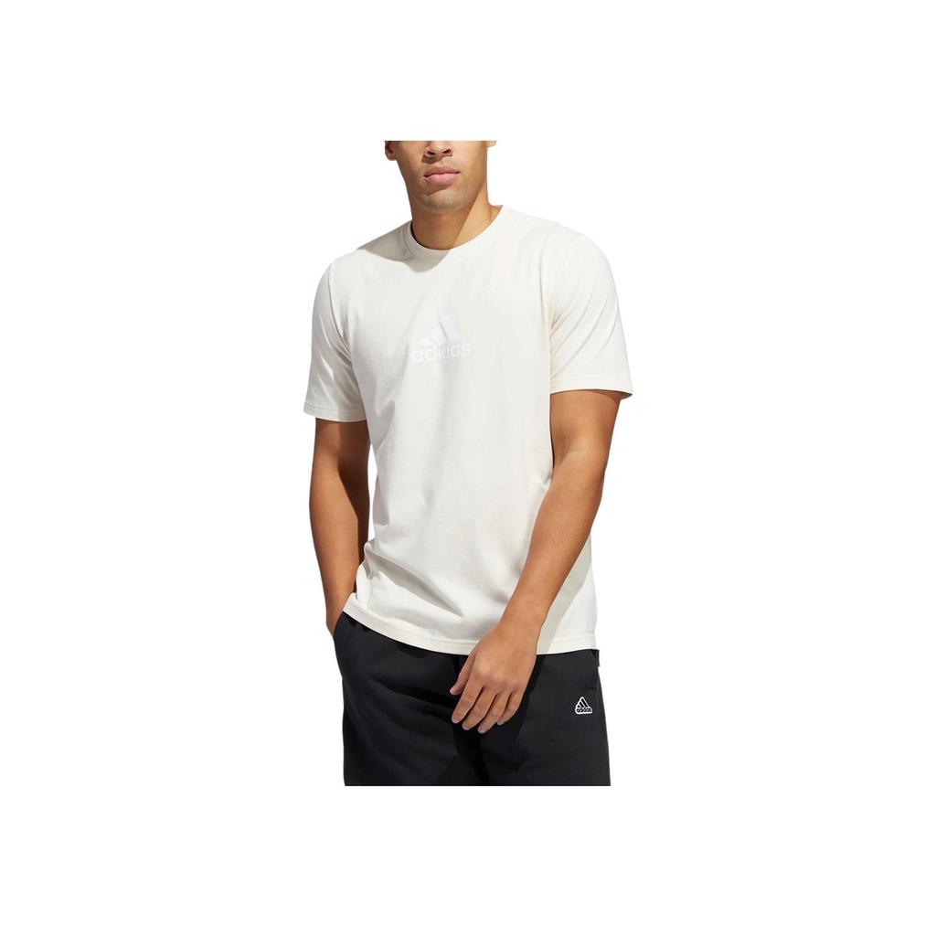 adidas Logo Letter Print Ribbed Crew Neck Breathable Comfortable Short Sleeve T-Shirt Men T-Shirts White HE2315