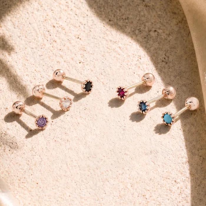 14K Mini Me Round Cubic Piercing Earrings
