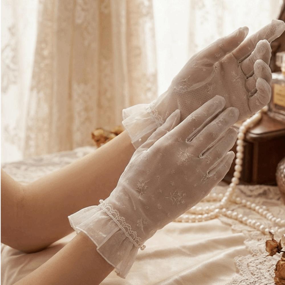 Mesh Ice Silk Gloves Anti Slip Women Gloves Breathable Lace Gloves  Girl