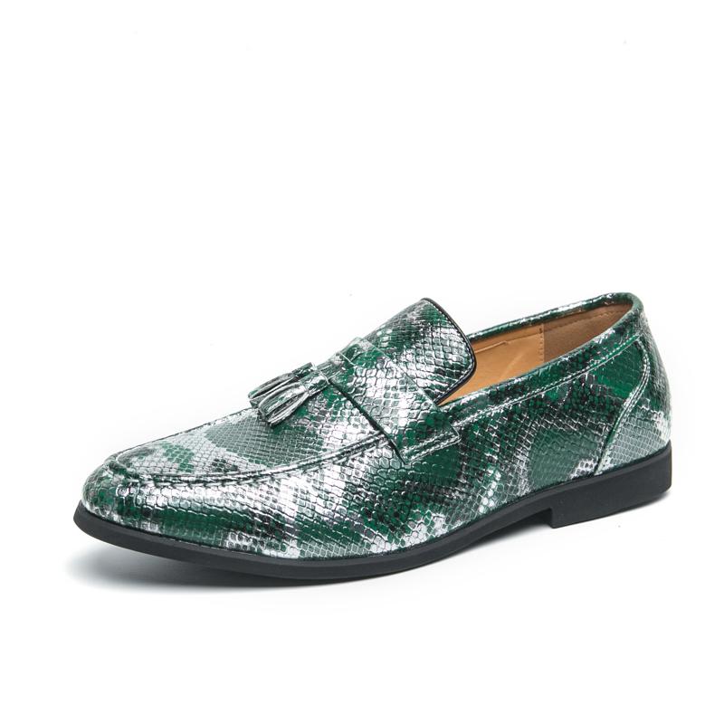 Fashion BRAND LEATHER SHOES BROWN BLACK SLIP ON SNAKE PRINT MEN'S CASUAL SHOES WEDDING OFFICE BANQUET CASUAL LOAFERS MEN