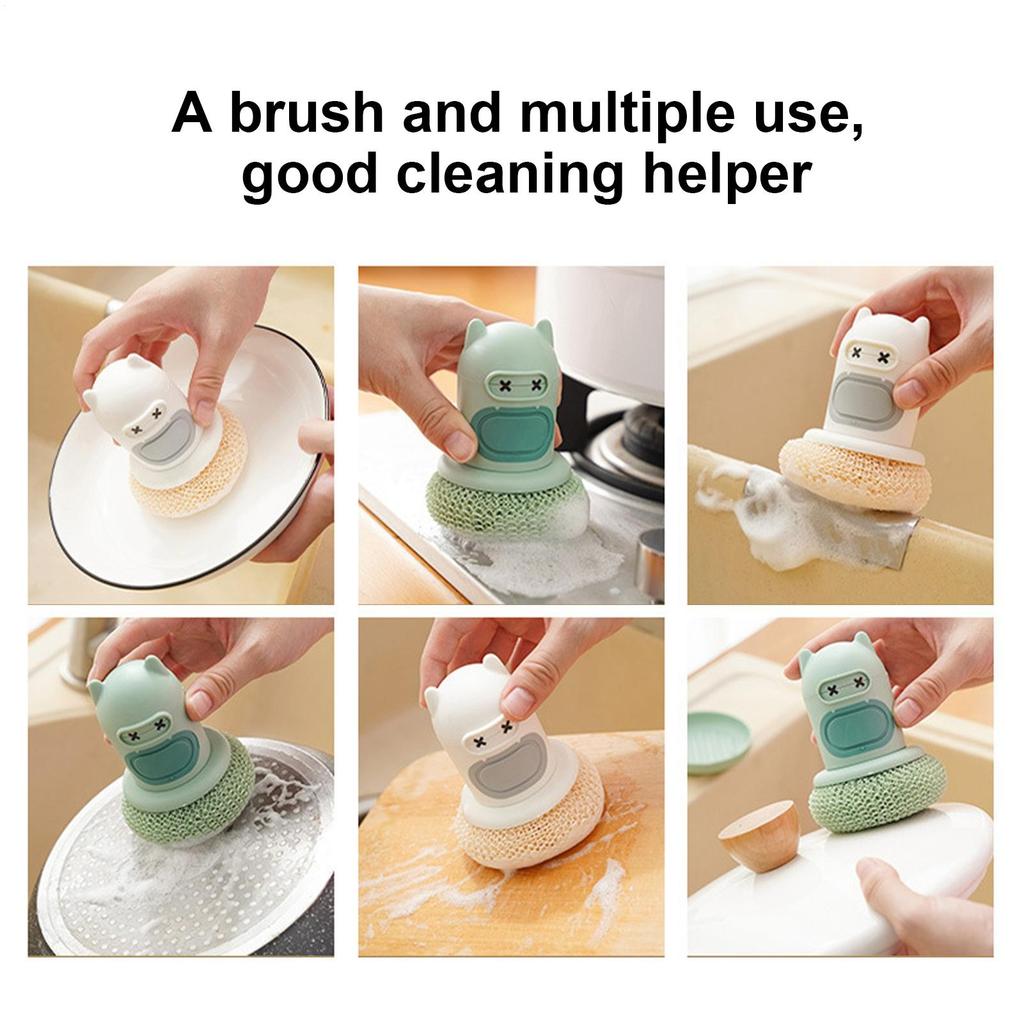 Kitchen brush Multi Use Soap Dispensing Scrub Brush anti scratch reusable pot brush sponge brush Universal Kitchen Dish Brush