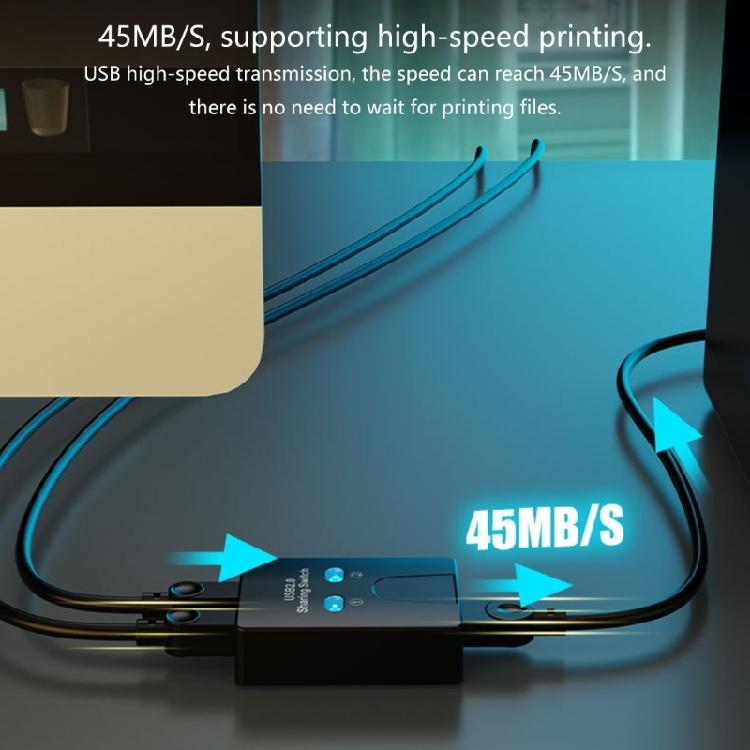 USB2.0 Manual Switching Hubs Printer Sharing Device 2 In 1 Out USB Selectors KVM Hubs Adapter