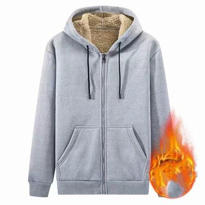 Men's  Lined Warm Hooded Cardigan Winter Plus Size Snow Warm Zipper Cardigan