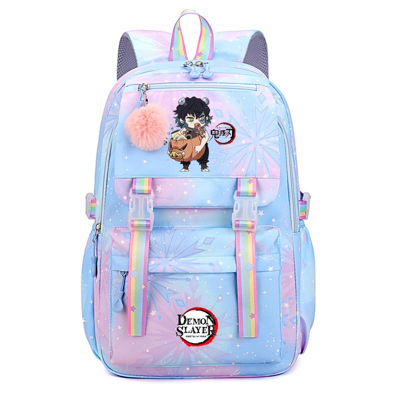 Anime Demon Slayer Backpack Computer Bagpack Sweet Soft Backpack Printed Girl Lightweight Schoolbag for Women Travel Leisure Bag Rucksack Mochila